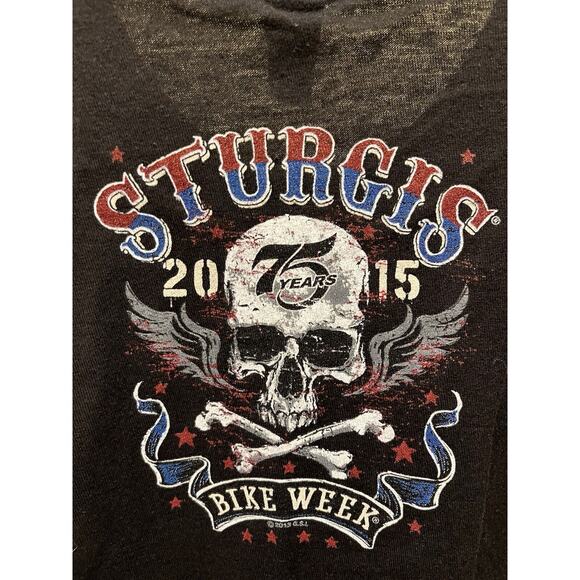 2015 Sturgis 75th Anniversary T Shirt Motorcycle Rally South Dakota‎ Size Large - Picture 5 of 7